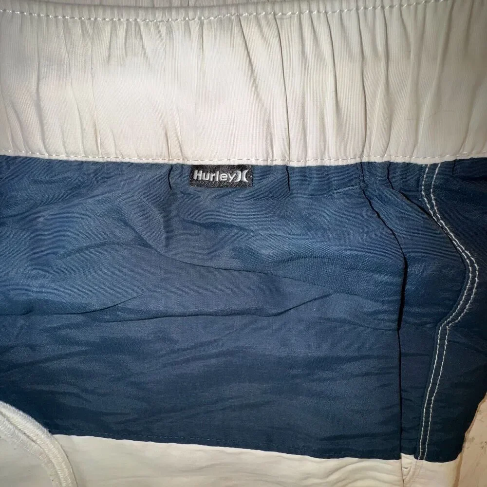 Men's Two-Tone Navy and Cream Swim Trunks